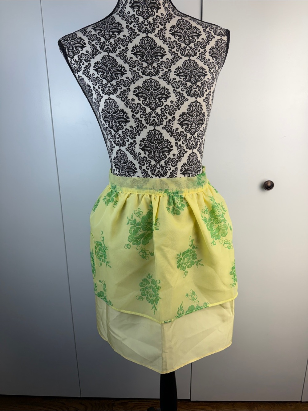 Vintage Yellow Floral Overlay cottage core fairy 1970’s apron